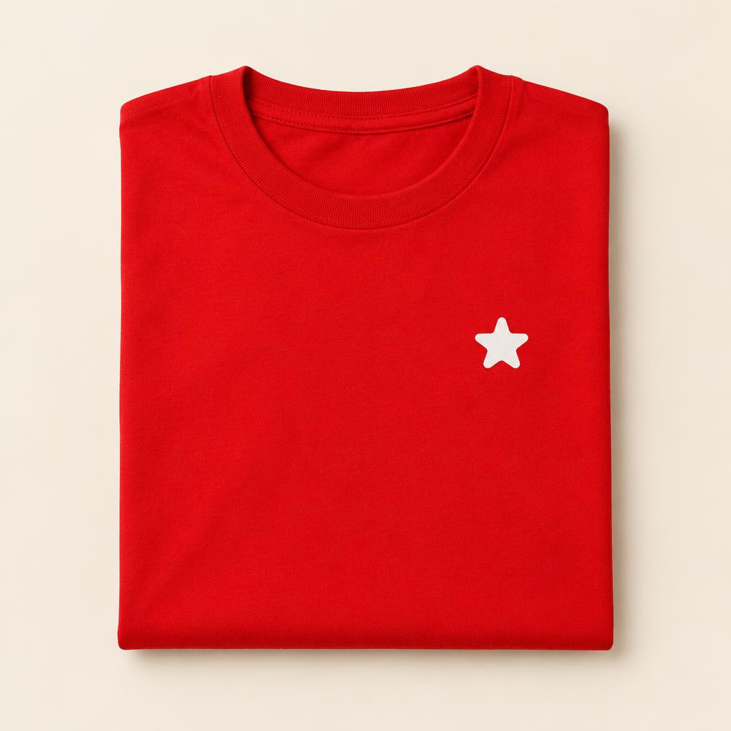 Camiseta vermelha com estrela